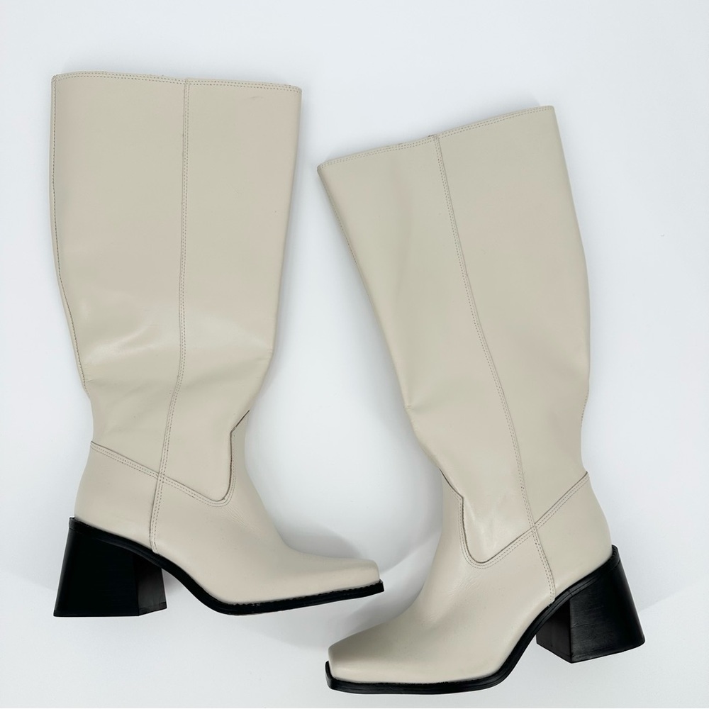 Vince Camuto Sangeti Leather Square Toe Extra Wide Calf Heeled Tall Boot